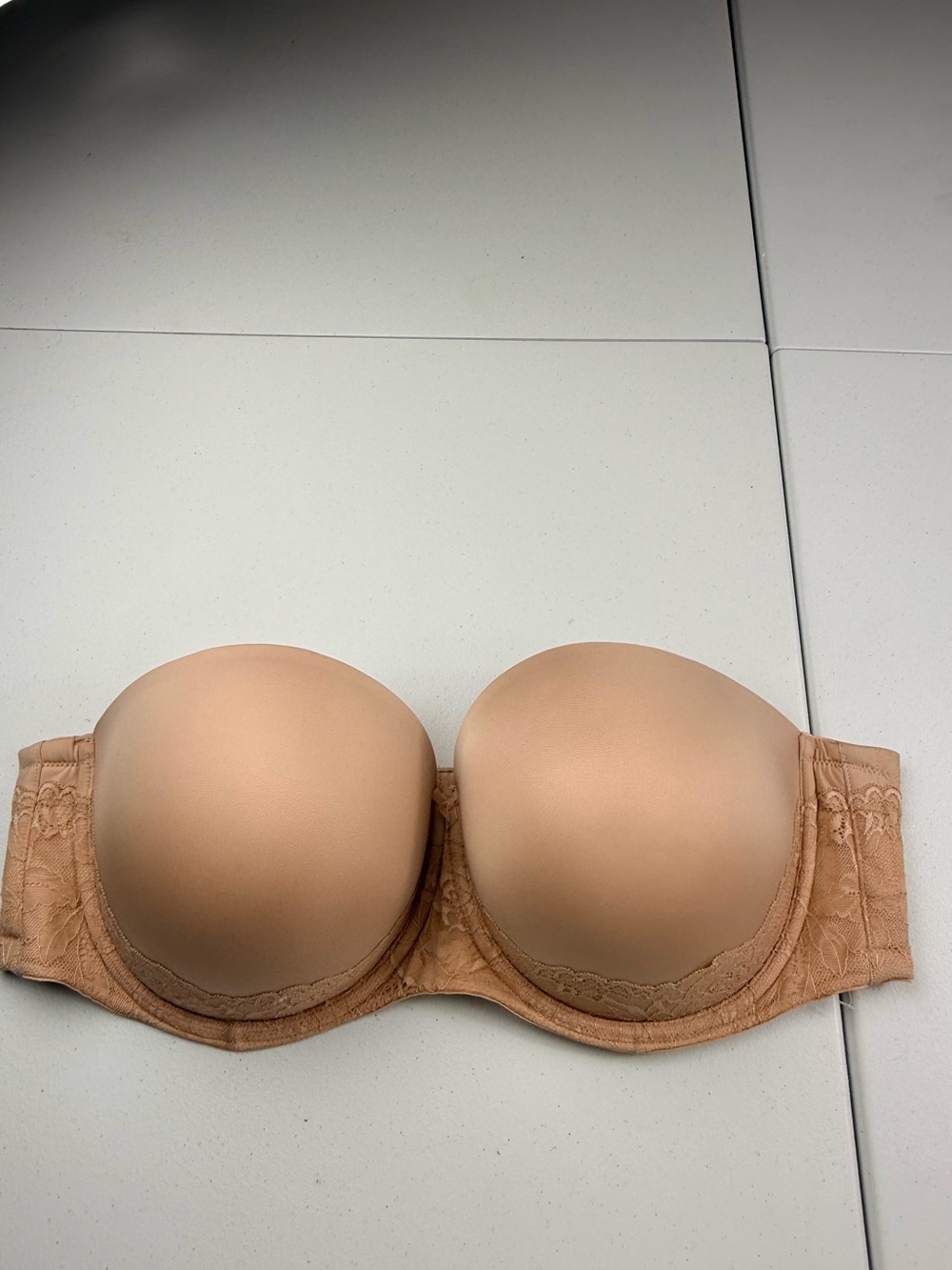 Torrid Strapless Smooth Nude T-Shirt Bra with Lace Trim